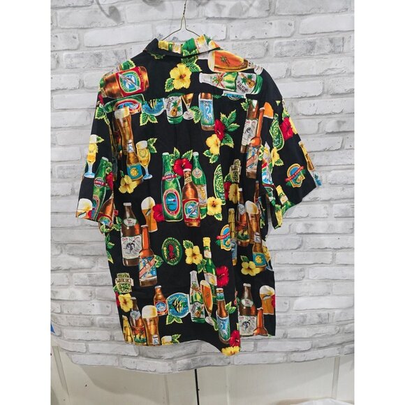 Vtg Hilo Hattie The Hawaiian Original Shirt Beer Bottles Mens Sz L Tiki Party - Picture 8 of 8